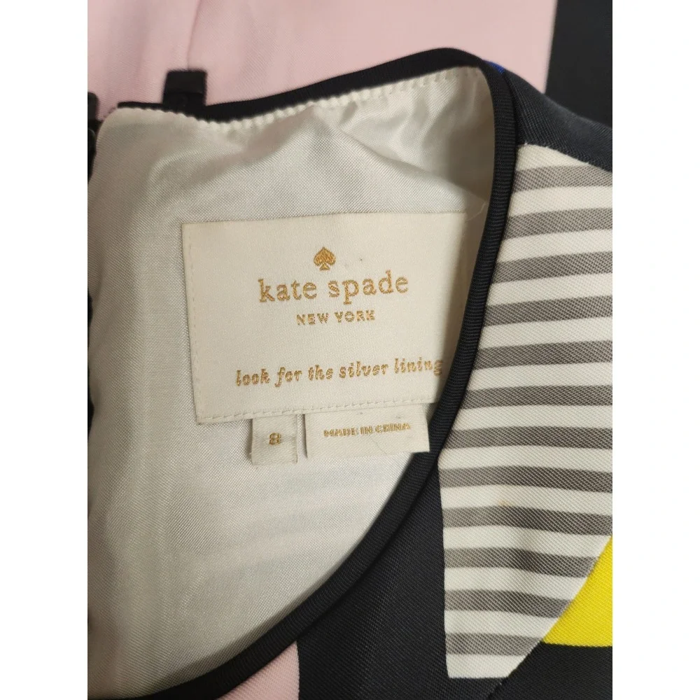 Kate Spade Colorblock Geometric Mod Shift Dress Multicolor Striped‎ Size 8